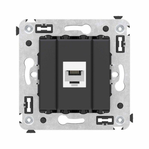 Розетка ТФ 1-м СП Avanti “Черный матовый” RJ механизм DKC 44613