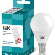Лампа СДЛ Eco G45 7Вт шар 4000К нейтр. бел. E14 630Лм 230-240В IEK LLE-G45-7-230-40-E14