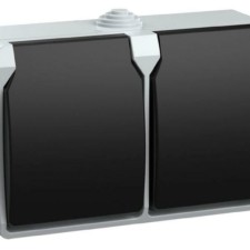 Розетка 2-м ОП Форс РСб22-3-ФСр 16А IP54 с/з с крышкой сер. IEK ERS22-K03-16-54-DC