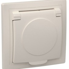 Розетка 1-м СП Кварта РСб10-3-ККм 16А IP20 с/з с крышкой крем. IEK ERK15-K33-16-DM