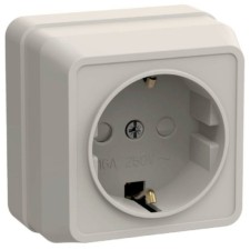 Розетка 1-м ОП Октава РСш20-3-ОКм 16А IP20 с/з защ. шторки крем. IEK ERO14-K33-16-DC