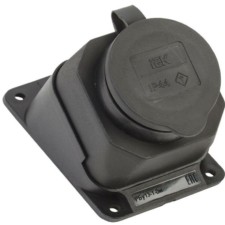 Розетка 1-м Омега РБу13-1-0м IP44 угловая настен. с/з с защ. крышкой каучук черн. IEK PKR22-016-2-K02