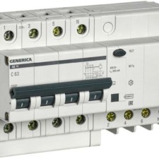 Выключатель АВДТ 4п 63А 300мА АД14 IEK Generica MAD15-4-063-C-300