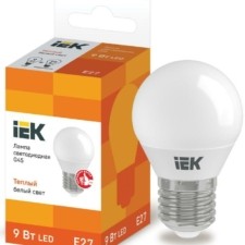 Лампа СДЛ ECO G45 9Вт шар 3000К E27 230В IEK LLE-G45-9-230-30-E27