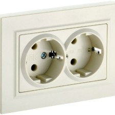 Розетка 2-м СП BRITE РС-3-БрКр 16А с/з беж. IEK BR-R21-16-K10-F