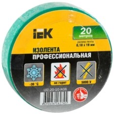 Изолента ПВХ 0.18х19мм зел. (рул.20м) IEK UIZ-20-10-K06
