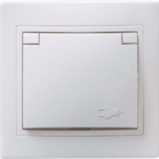 Розетка 1-м СП Кварта РСбш10-3-КБ 16А IP20 с/з защ. шторки с крышкой бел. IEK ERK-K01-16-DM