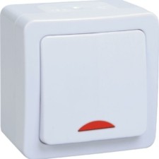 Выключатель 1кл. ОП Гермес Plus 10А IP54 ВС20-1-1-ГПБ с индикацией цвет клавиши: бел. бел. IEK EVMP11-K01-10-54-EC