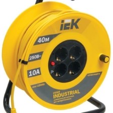 Удлинитель силовой на катушке 4х40м с/з 10А IP20 Industrial УК40 3х1 термозащита IEK WKP14-10-04-40