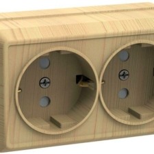 Розетка 2-м ОП Октава РС22-3-ОС 16А IP20 с/з сосна IEK ERO21-K03-16-DC