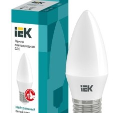 Лампа СДЛ Eco 7Вт C35 свеча 4000К нейтр. бел. E27 230В IEK LLE-C35-7-230-40-E27