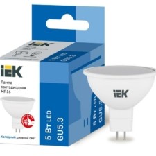 Лампа СДЛ ECO MR16 софит 5Вт 230В 6500К GU5.3 IEK LLE-MR16-5-230-65-GU5