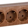 Розетка 4-м ОП GLORY РС24-3-ХД 16А с/з дуб IEK ERH41-K24-16