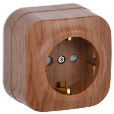 Розетка 1-м ОП GLORY РСш20-3-ХД 16А с/з защ. шторки дуб IEK ERH14-K24-16