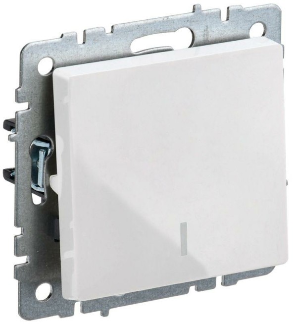 Выключатель 1кл. СП BRITE ВС10-1-1-БрБ 10А с инд. бел. IEK BR-V10-1-10-K01