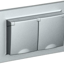 Розетка 2-м СП BRITE РСбш-3-44-БрА 16А IP44 с крышкой алюм. IEK BR-R26-16-44-K47-F