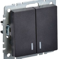 Выключатель 2-кл. СП BRITE ВС10-2-1-БрЧ 10А с инд. черн. IEK BR-V20-1-10-K02
