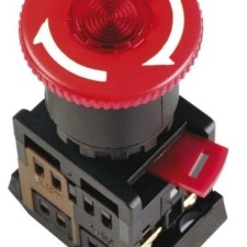 Кнопка ANE-22 “Грибок” d22мм 1з+1р неон/240В с фиксацией красн. IEK BBG40-ANE-K04