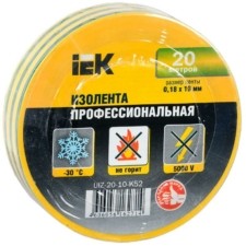 Изолента ПВХ 0.18х19мм желт./зел. (рул.20м) IEK UIZ-20-10-K52