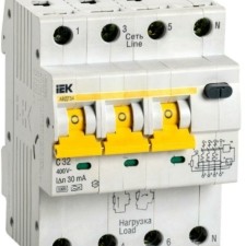 Выключатель АВДТ 4п 3P+N C 32А 30мА тип A 6кА АВДТ-34 IEK MAD22-6-032-C-30