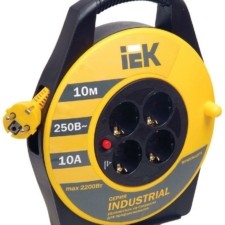 Удлинитель силовой на катушке 4х10м с/з 10А IP20 Industrial УК10 3х1 термозащита IEK WKP14-10-04-10