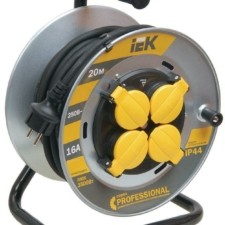 Удлинитель силовой на метал. катушке 4х20м с/з 16А IP44 Professional УК20 КГ 3х1.5 термозащита IEK WKP16-16-04-20-44