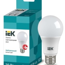 Лампа СДЛ Eco 20Вт A60 шар грушевидная 4000К нейтр. бел. E27 230В IEK LLE-A60-20-230-40-E27