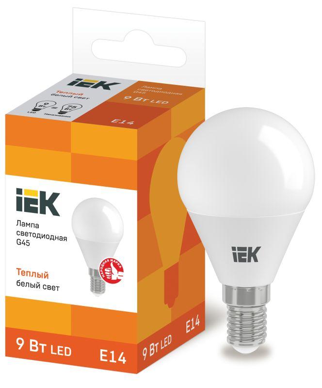 Лампа СДЛ ECO G45 9Вт шар 3000К E14 230В IEK LLE-G45-9-230-30-E14