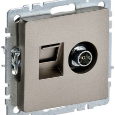 Розетка комбинированная 2-м Brite РТВ/РК-БрШ RJ45 кат.5E + ТВ шампань IEK BR-AK20-1-K37