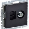 Розетка комбинированная 2-м Brite РТВ/РК-БрЧ RJ45 кат.5E + ТВ черн. IEK BR-AK20-1-K02