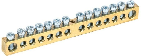 Шина PEN “земля-ноль” 8х12мм 14/1 (14групп/крепеж по центру) IEK YNN20-14-100