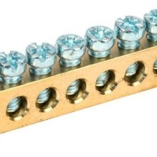 Шина PEN “земля-ноль” 6х9мм 8/2 (8групп/крепеж по краям) IEK YNN11-08-100