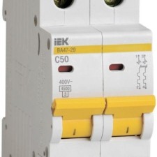Выключатель автоматический модульный 2п C 50А 4.5кА ВА47-29 IEK MVA20-2-050-C