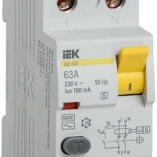 Выключатель дифференциального тока (УЗО) 2п 63А 100мА тип ACS ВД1-63 IEK MDV12-2-063-100