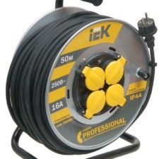Удлинитель силовой на метал. катушке 4х50м с/з 16А IP44 Professional УК50 КГ 3х1.5 термозащита IEK WKP16-16-04-50-44
