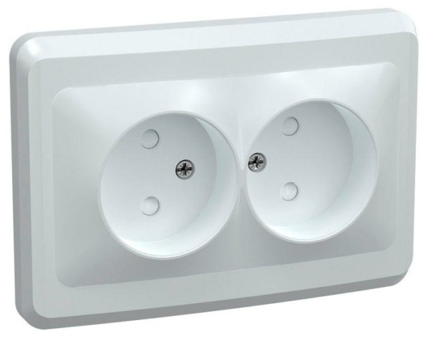 Розетка 2-м СП Вега РС-2-ВБ контакта без защ. штор 10А бел. IEK ERV20-K01-10-DM