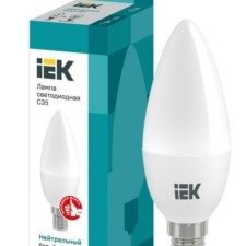 Лампа СДЛ Eco 7Вт C35 свеча 4000К нейтр. бел. E14 230В IEK LLE-C35-7-230-40-E14
