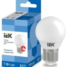 Лампа СДЛ ECO G45 7Вт шар 6500К E27 230В IEK LLE-G45-7-230-65-E27
