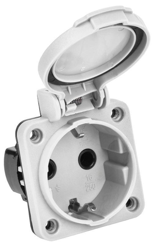 Розетка панельная MAGNUM 2P+PE 16А IP54 РП13-3 с защ. крышкой с/з сер. IEK PSN71-016-3-2-54-K03