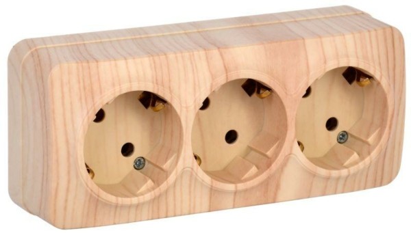 Розетка 3-м ОП GLORY РС23-3-ХС 16А с/з сосна IEK ERH31-K34-16