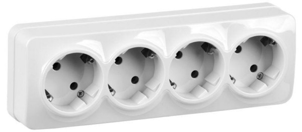 Розетка 4-м ОП GLORY РС24-3-ХБ 16А с/з бел. IEK ERH41-K01-16