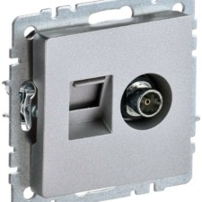 Розетка комбинированная 2-м Brite РТВ/РК-БрА RJ45 кат.5E + ТВ алюм. IEK BR-AK20-1-K47