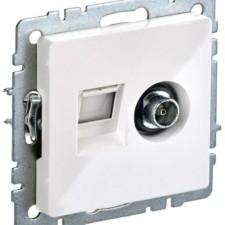 Розетка комбинированная 2-м Brite РТВ/РК-БрБ RJ45 кат.5E + ТВ бел. IEK BR-AK20-1-K01