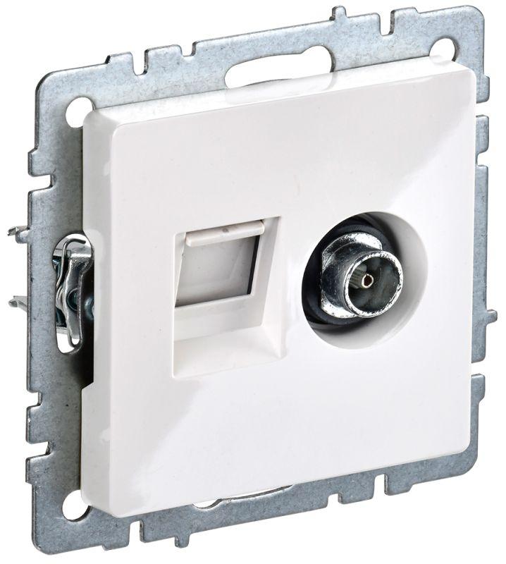 Розетка комбинированная 2-м Brite РТВ/РК-БрБ RJ45 кат.5E + ТВ бел. IEK BR-AK20-1-K01