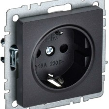 Розетка BRITE РС11-1-0-БрЧ 16А с/з черн. IEK BR-R11-16-K02
