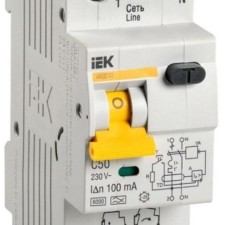 Выключатель АВДТ 2п 1P+N C 50А 100мА тип A 6кА АВДТ-32 IEK MAD22-5-050-C-100