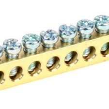 Шина PEN “земля-ноль” 6х9мм 10/2 (10групп/крепеж по краям) IEK YNN11-10-100