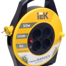 Удлинитель силовой на катушке 4х10м б/з 6А IP20 Garden УК10 2х0.75 термозащита IEK WKP23-06-04-10