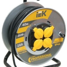 Удлинитель силовой на метал. катушке 4х40м с/з 16А IP44 Professional УК40 КГ 3х1.5 термозащита IEK WKP16-16-04-40-44