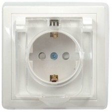 Розетка 1-м СП Кварта РСбш10-3-ККБ-44 16А IP44 с/з защ. шторки с крышкой керамика бел. IEK ERK70-K01-10-DM-44